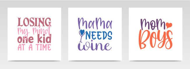 Mother's day quotes letter typography set illustration.