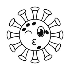 kiss, covid 19 virus emoji line style icon vector design