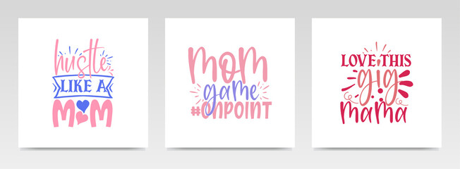 Mother's day quotes letter typography set illustration.