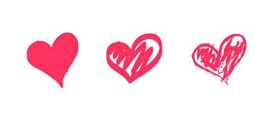 Hand drawn heart, love symbol, calligraphic illustration set