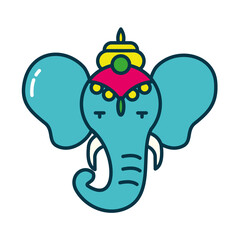 Indian elephant line and fill style icon vector design