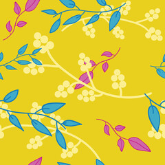 Vector yellow spring seamless pattern background.  