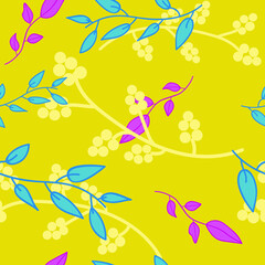 Vector yellow spring seamless pattern background.  