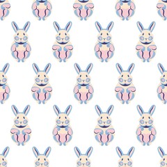 Obraz na płótnie Canvas Seamless pattern with cute rabbits and bunnies.