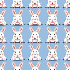 Obraz na płótnie Canvas Seamless pattern with cute rabbits and bunnies. Vector stock illustration