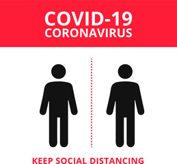 Social distancing vector icon. Keep distance in public society people to protect from COVID-19 coronavirus. Vector illustration.