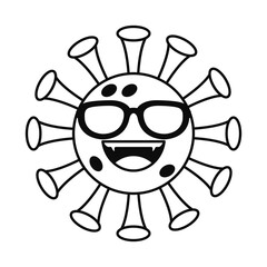 covid 19 virus emoji with glasses line style icon vector design