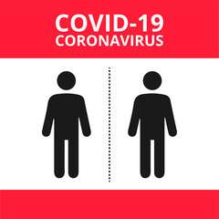 Social distancing vector icon. Keep distance in public society people to protect from COVID-19 coronavirus. Vector illustration.