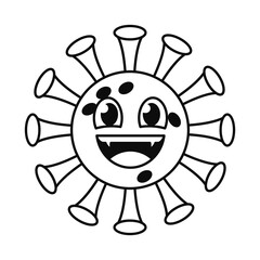 happy covid 19 virus emoji line style icon vector design