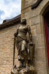 Knight armour on the territory of Le Mont Saint-Michel, an island commune in Normandy, France....