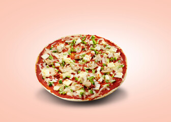 Mushroom Pizza with paprika, bombay, sauce, cheese, tomato.