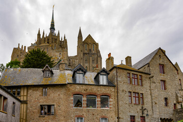 Fototapeta premium Part of the Mont Saint-Michel, an island commune in Normandy, France. UNESCO World Heritage