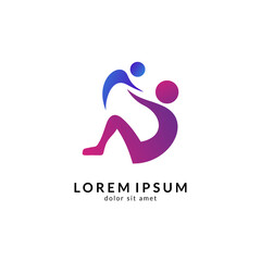 Family care logo template, people help and support symbol, medical clinic and healthy human logo vector