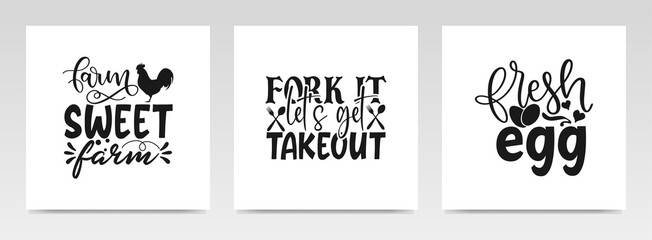 Kitchen quotes letter typography set illustration.