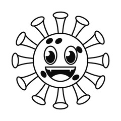 happy covid 19 virus emoji line style icon vector design
