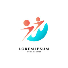 Family care logo template, people help and support symbol, medical clinic and healthy human logo vector