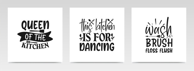 Obraz premium Kitchen quotes letter typography set illustration.