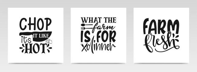 Kitchen quotes letter typography set illustration.