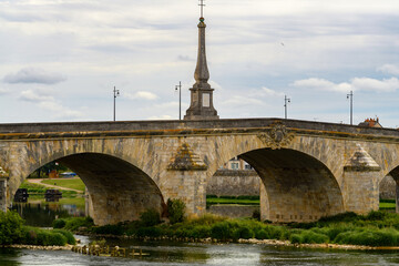 Bridge over the River Loire in Blois, a city and the capital of Loir-et-Cher department, France