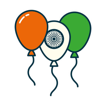 Indian balloons line and fill style icon vector design