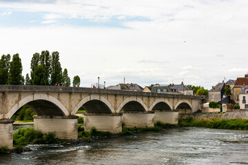 Fototapeta na wymiar Bridge over the river Loire in Amboise, a town in the Indre-et-Loire department, France