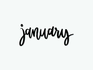 january. Hand written lettering isolated on white background.Vector template for poster, social network, banner, cards.