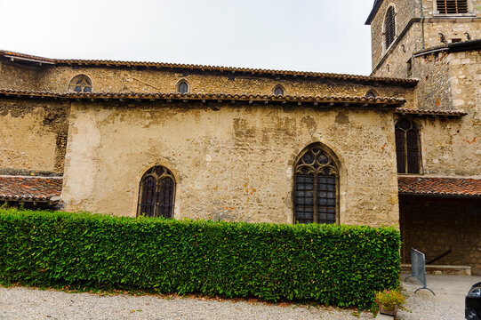 Medieval architecture of Perouges, France, a walled town, a popular touristic attraction.