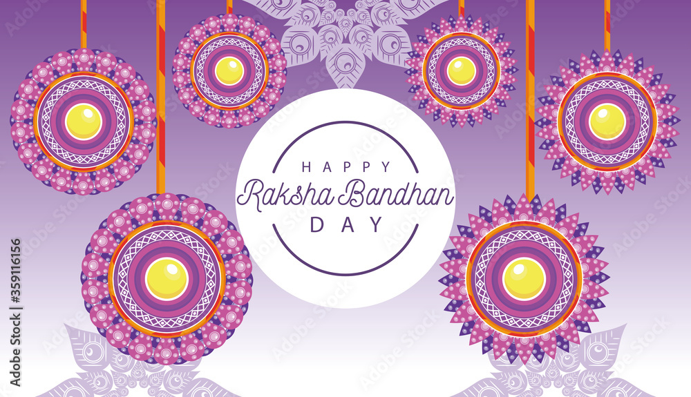 Wall mural India Raksha Bandhan flowers decoration frame