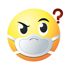 thinking emoji with mask gradient style icon vector design