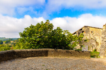 Fototapeta premium Medieval architecture of Perouges, France, a walled town, a popular touristic attraction.