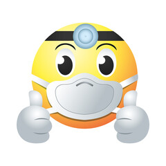 doctor emoji with mask gradient style icon vector design