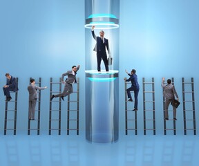 Businessmen in accelerated and fast promotion concept