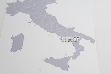 Fototapeta premium The word corona virus,isolated over world map,pandemic conceptual photo