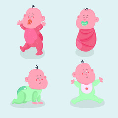 cute babies collection flat design