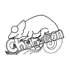 Sketch of chameleon. Hand drawn illustration.
