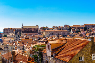 Fototapeta na wymiar It's Beautiful colorful panorama of Dubrovnik (Croatia), city on the Adriatic Sea, UNESCO World Heritage Site since 1979