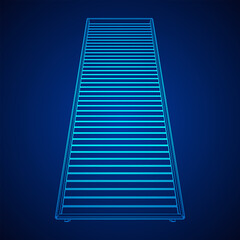 Data center storage room object. Hardware equipment telecommunication server. Computer database tower. Internet industry cluster. Wireframe low poly mesh 3d render illustration