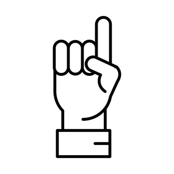 recommend clip art: hand raised with index finger pointing line and fill style icon