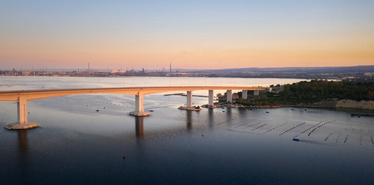 The bridge "Punta Penna" of Taranto at sunrise