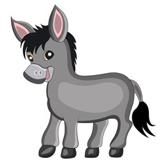 Cartoon of a lead colored donkey