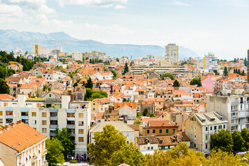 Fototapeta na wymiar It's Panoramic view of Split, Croatia. It is the second-largest city of Croatia and the largest city of the region of Dalmatia