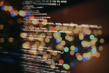 Abstract computer script code. Programming code screen of software developer. Software Programming...