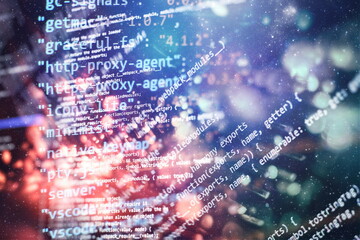 Closeup developing programming and coding technologies. Developer working on web sites codes in...