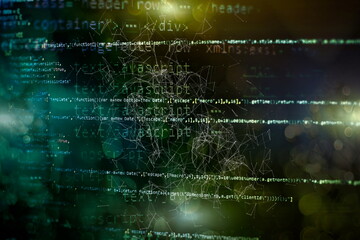 Closeup developing programming and coding technologies. Developer working on web sites codes in...