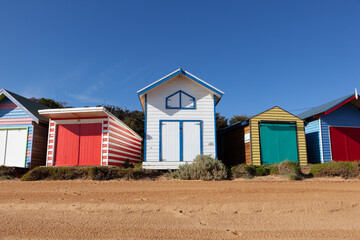 Fototapeta na wymiar Summer beach box paint colors Mornington Peninsula