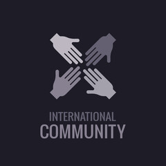international community logo.monochrome sign of  community society.monochrome sign of multinational society. stylish hands sign.multinational banner poster for web page
