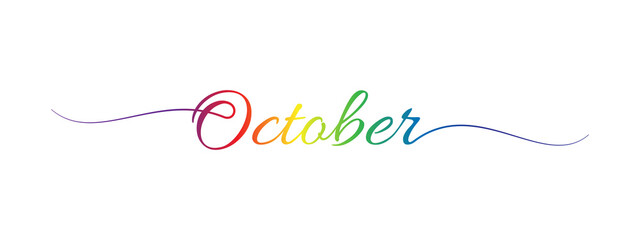 october letter calligraphy banner colorful gradient - obrazy, fototapety, plakaty
