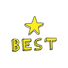 Yellow inscription best with a star.