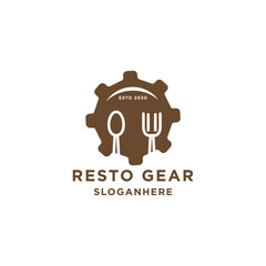 food restaurant gear logo design vector
