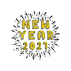 New Year 2021 in a frame from a salute.